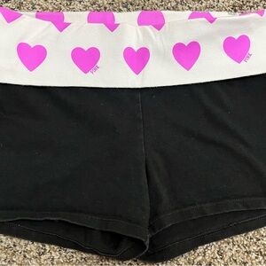 Victoria's Secret Black Shorts with Pink Heart Waistband